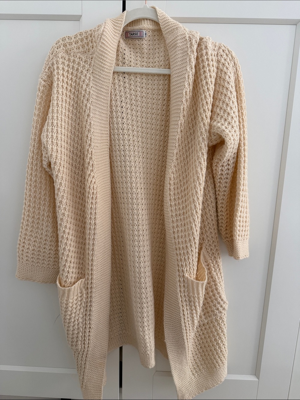 TARSE Cream Open-Knit Pocket Cardigan